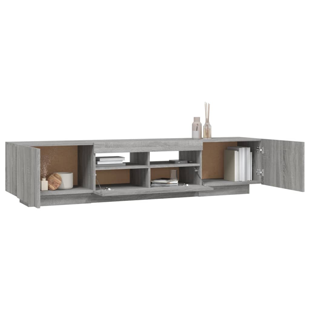 2-delige Tv-meubelset met LED bewerkt hout grijs sonoma eiken is nu te koop bij PeponiXL, paradijselijk wonen!