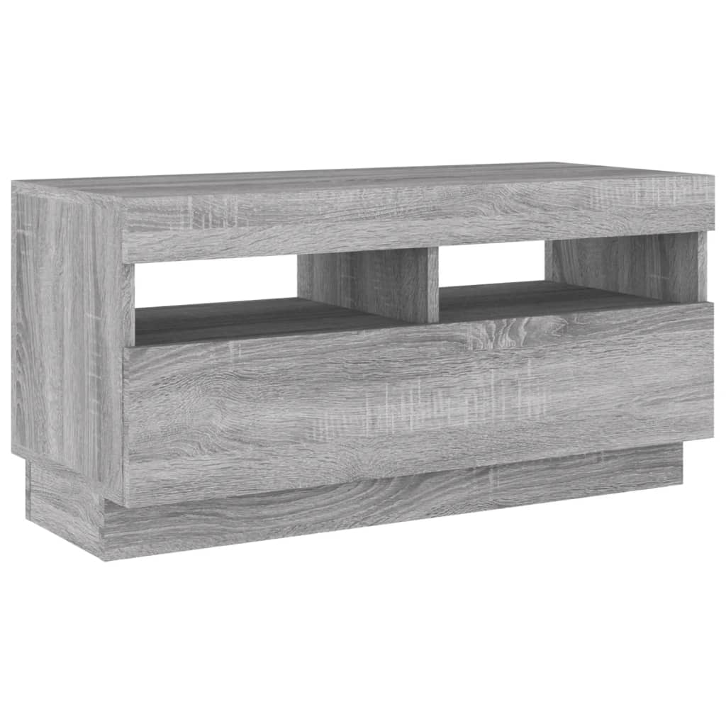 2-delige Tv-meubelset met LED bewerkt hout grijs sonoma eiken is nu te koop bij PeponiXL, paradijselijk wonen!
