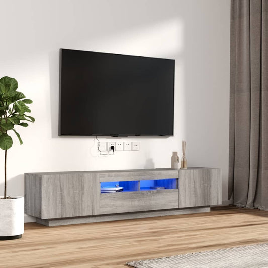 2-delige Tv-meubelset met LED bewerkt hout grijs sonoma eiken is nu te koop bij PeponiXL, paradijselijk wonen!