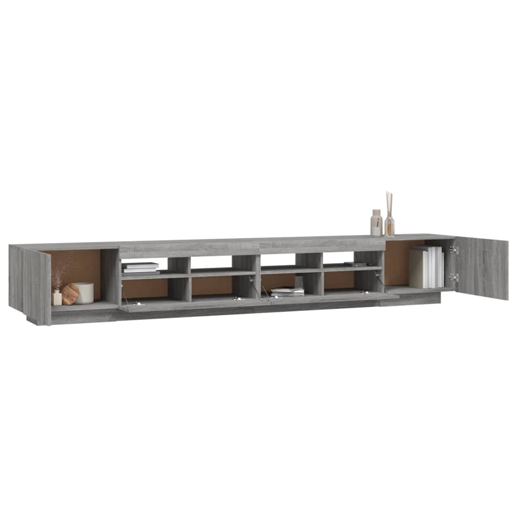 3-delige Tv-meubelset met LED's bewerkt hout grijs sonoma eiken is nu te koop bij PeponiXL, paradijselijk wonen!