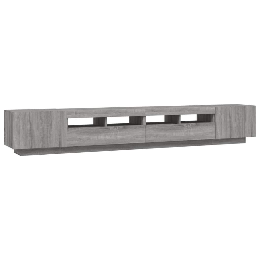3-delige Tv-meubelset met LED's bewerkt hout grijs sonoma eiken is nu te koop bij PeponiXL, paradijselijk wonen!