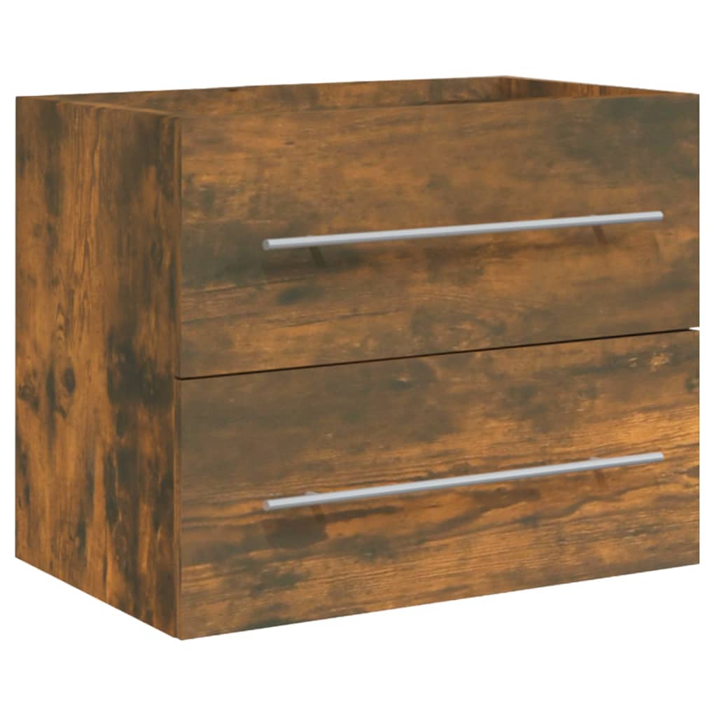 Wastafelkast met ingebouwde wasbak bewerkt hout gerookt eiken is nu te koop bij PeponiXL, paradijselijk wonen!