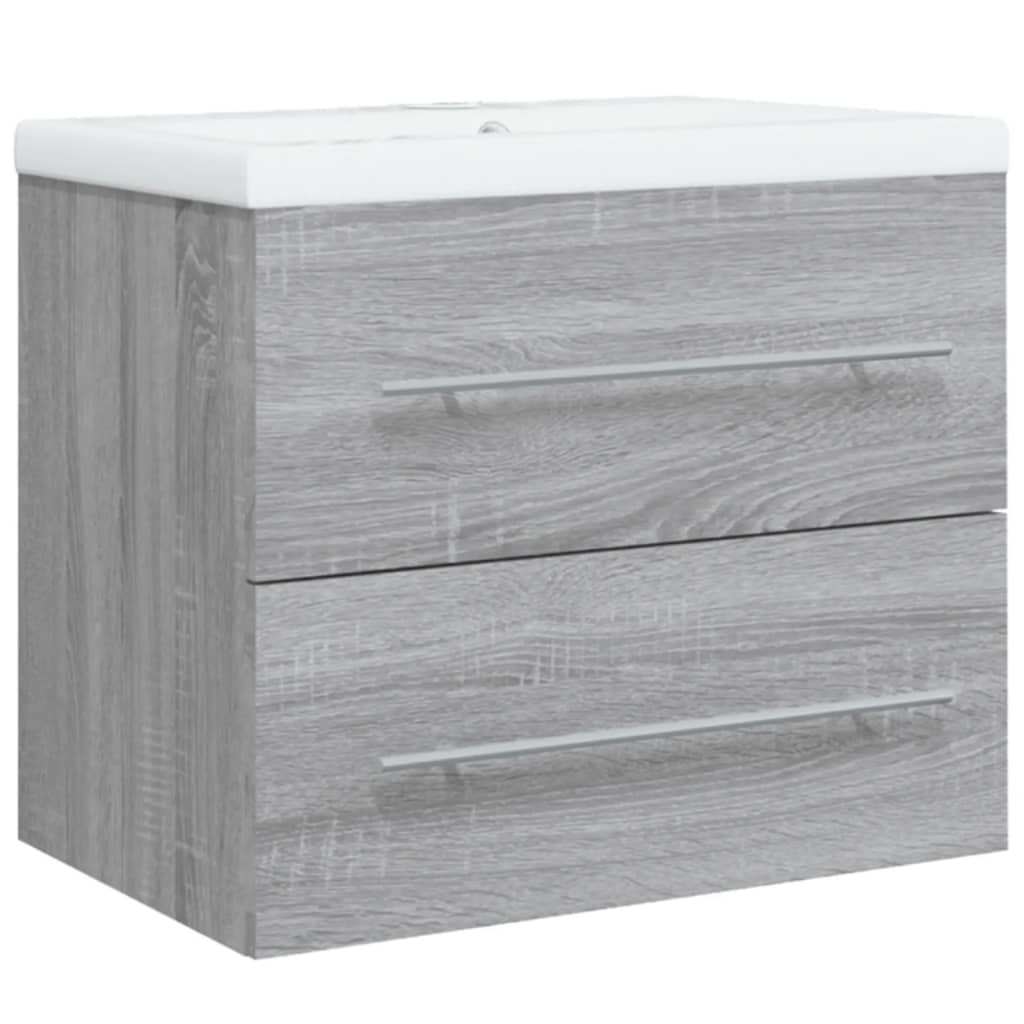 Wastafelkast met ingebouwde wasbak bewerkt hout grijs sonoma is nu te koop bij PeponiXL, paradijselijk wonen!
