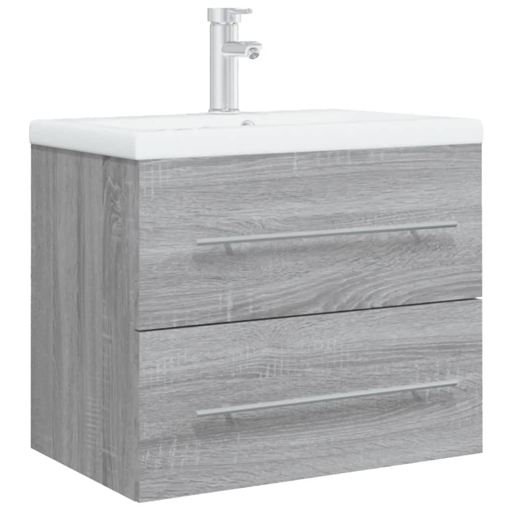 Wastafelkast met ingebouwde wasbak bewerkt hout grijs sonoma is nu te koop bij PeponiXL, paradijselijk wonen!
