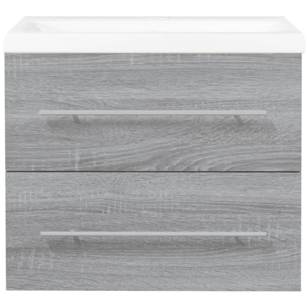 Wastafelkast met ingebouwde wasbak bewerkt hout grijs sonoma is nu te koop bij PeponiXL, paradijselijk wonen!