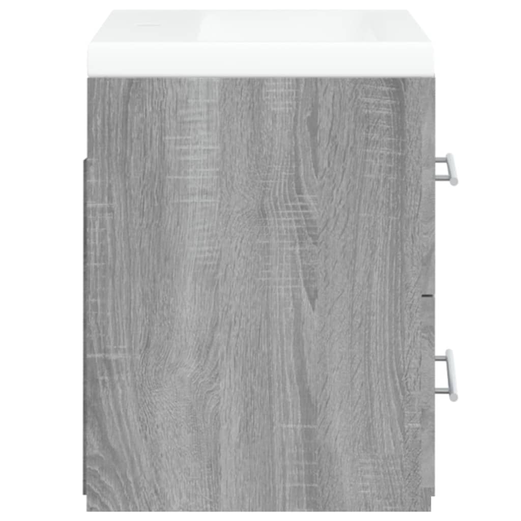 Wastafelkast met ingebouwde wasbak bewerkt hout grijs sonoma is nu te koop bij PeponiXL, paradijselijk wonen!