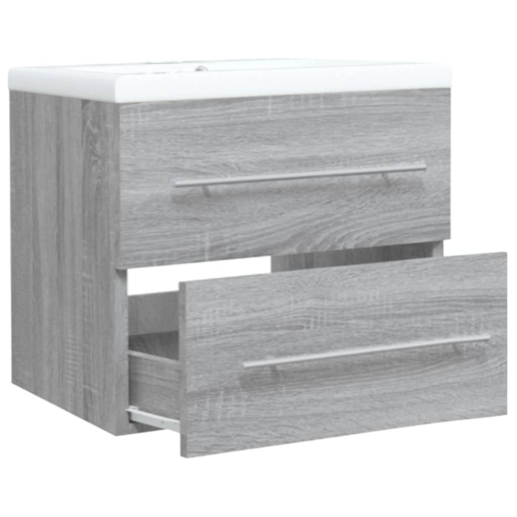 Wastafelkast met ingebouwde wasbak bewerkt hout grijs sonoma is nu te koop bij PeponiXL, paradijselijk wonen!