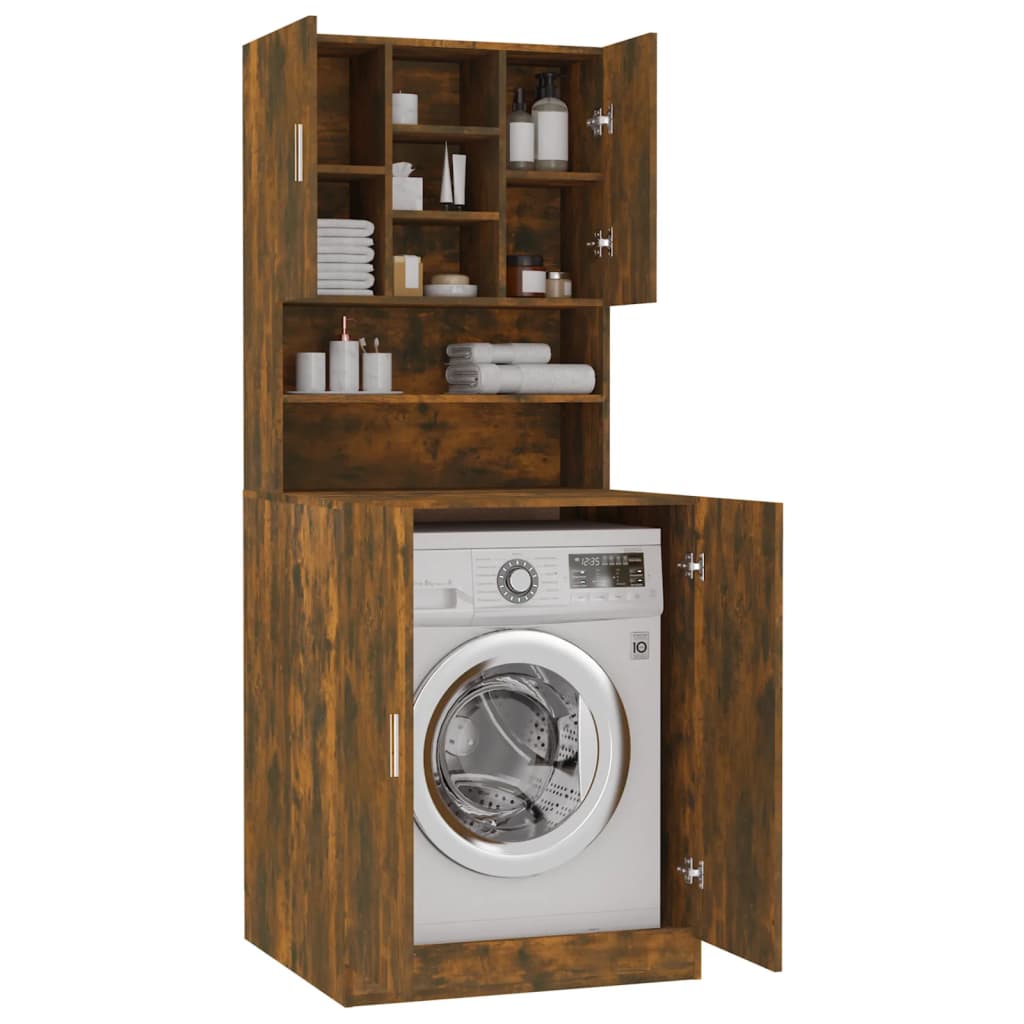 Wasmachinekast bewerkt hout gerookt eikenkleurig is nu te koop bij PeponiXL, paradijselijk wonen!