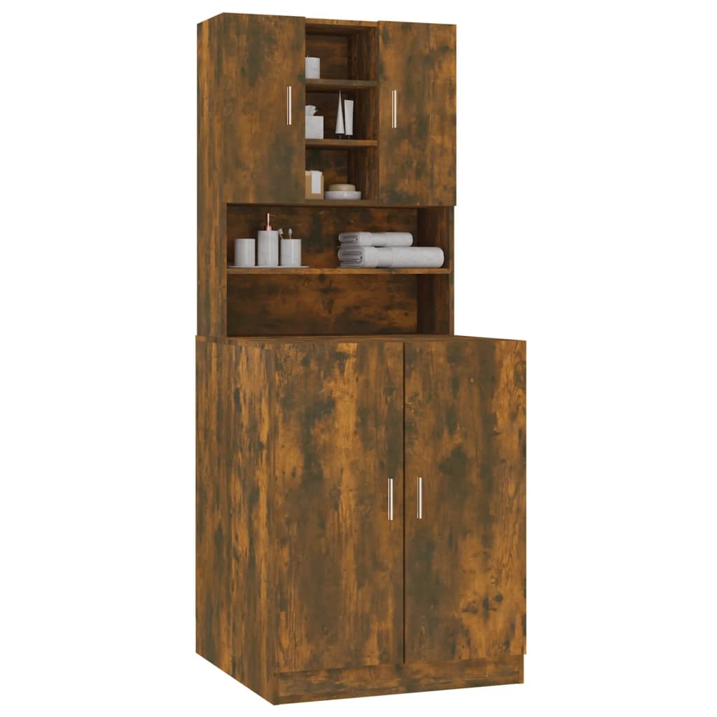 Wasmachinekast bewerkt hout gerookt eikenkleurig is nu te koop bij PeponiXL, paradijselijk wonen!