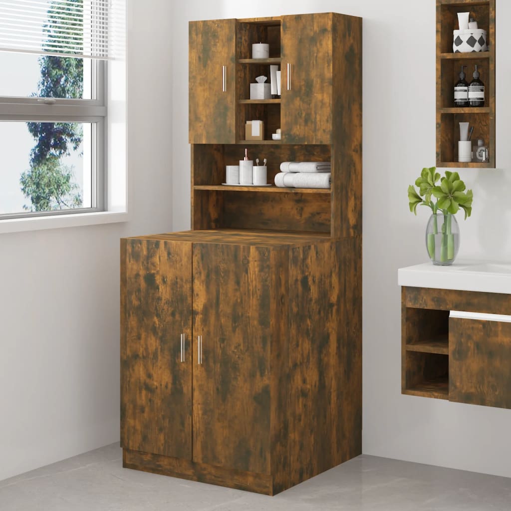 Wasmachinekast bewerkt hout gerookt eikenkleurig is nu te koop bij PeponiXL, paradijselijk wonen!