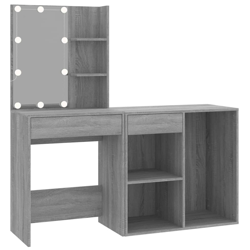 Kaptafel met kastjes LED bewerkt hout grijs sonoma eiken is nu te koop bij PeponiXL, paradijselijk wonen!
