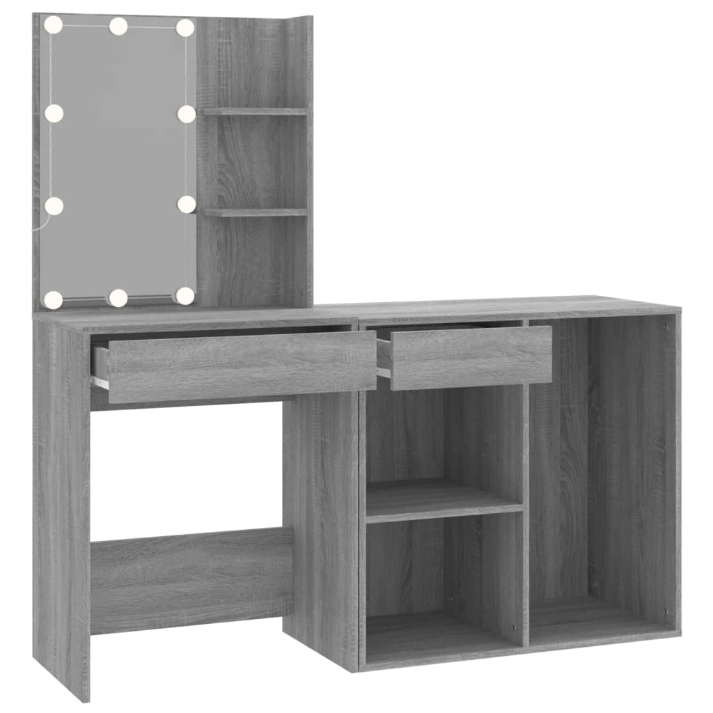 Kaptafel met kastjes LED bewerkt hout grijs sonoma eiken is nu te koop bij PeponiXL, paradijselijk wonen!