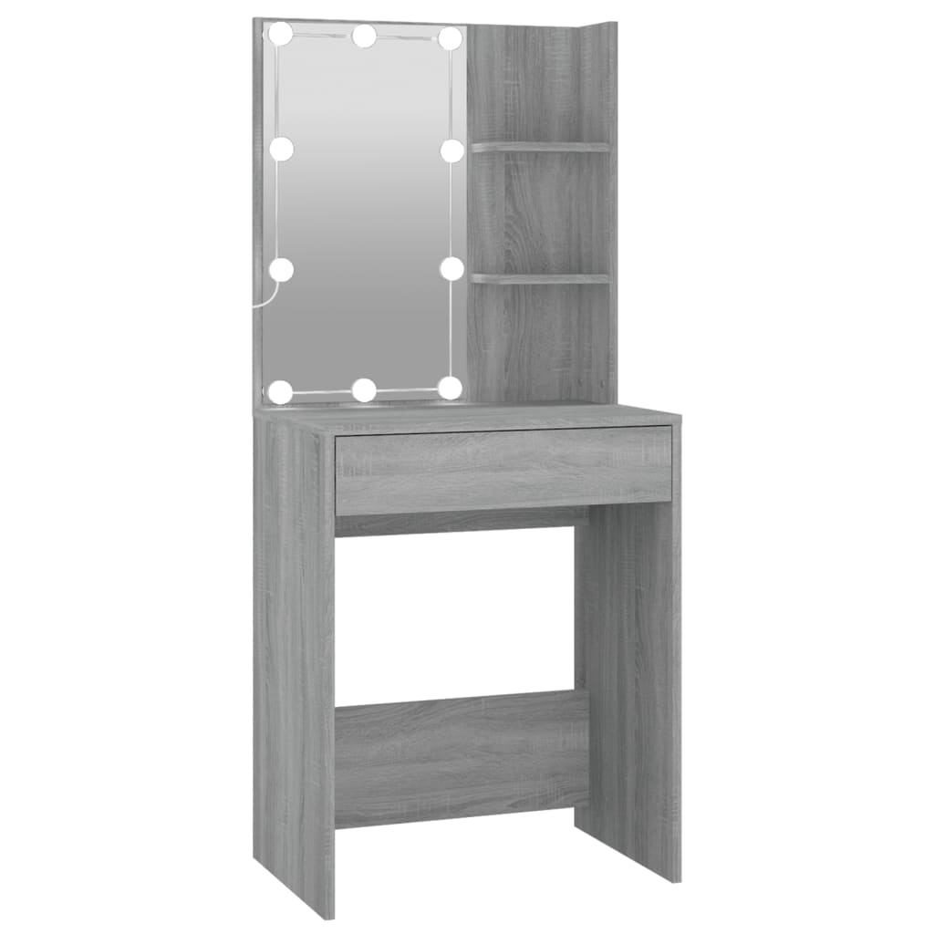Kaptafel met kastjes LED bewerkt hout grijs sonoma eiken is nu te koop bij PeponiXL, paradijselijk wonen!