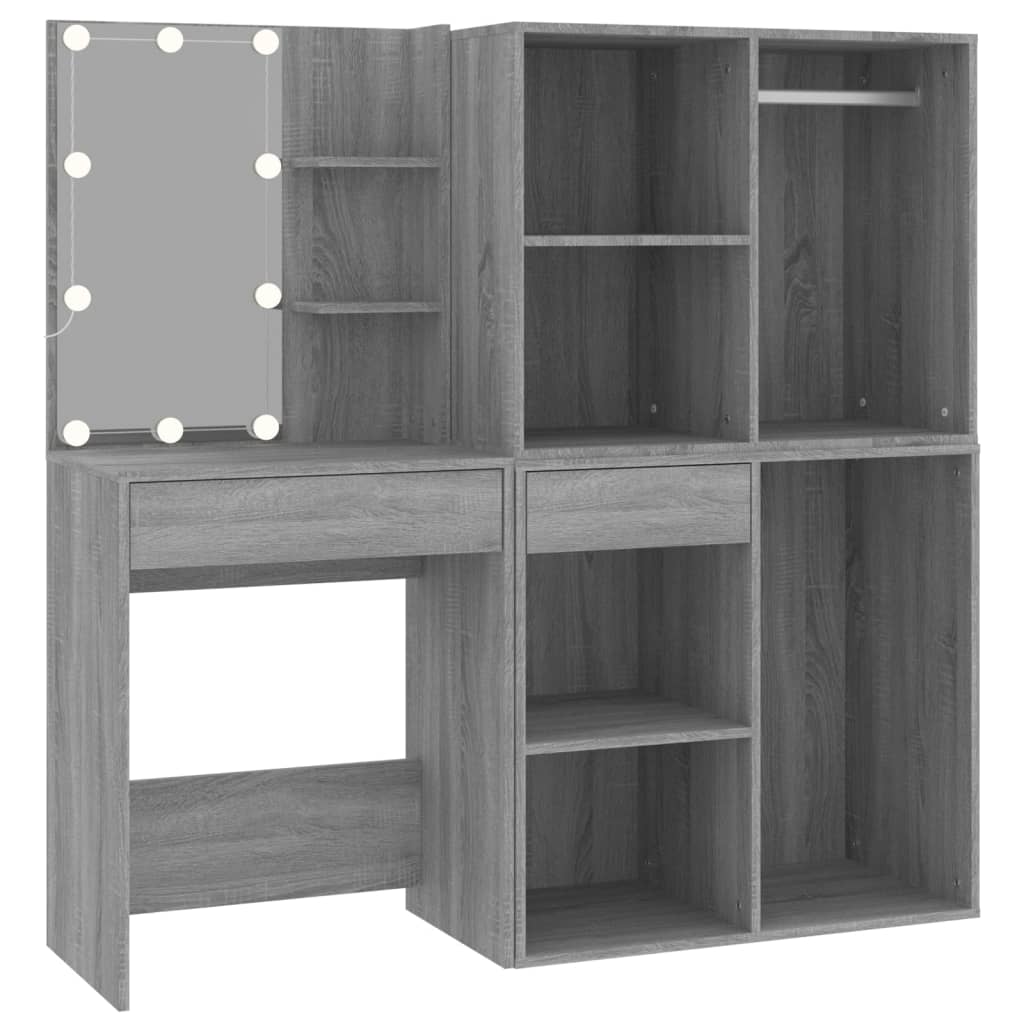 Kaptafel met kastjes LED bewerkt hout grijs sonoma eiken is nu te koop bij PeponiXL, paradijselijk wonen!