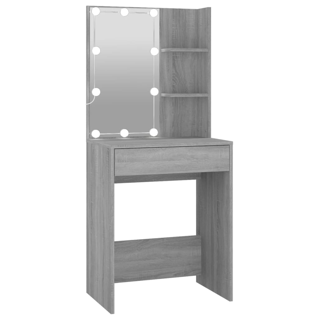 Kaptafel met kastjes LED bewerkt hout grijs sonoma eiken is nu te koop bij PeponiXL, paradijselijk wonen!