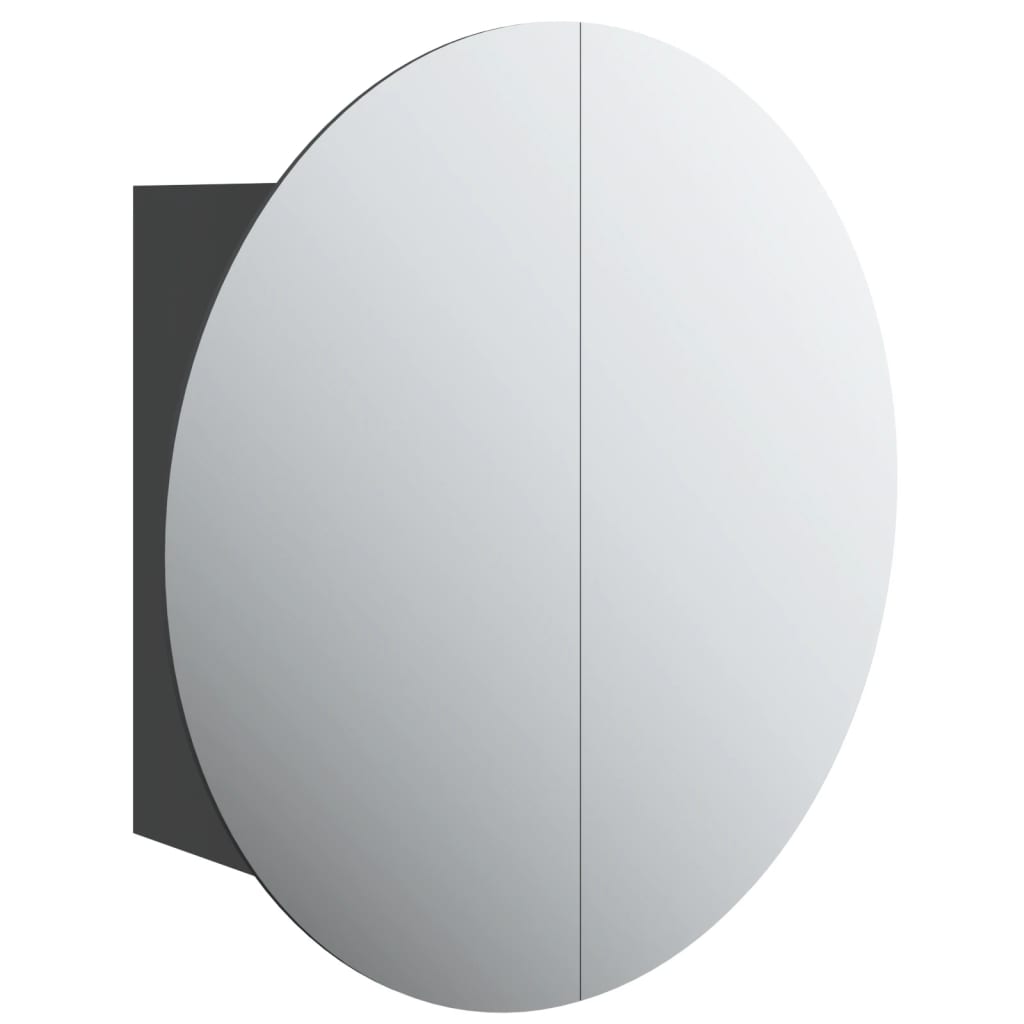 Badkamerkast met ronde spiegel en LED 47x47x17,5 cm zwart is nu te koop bij PeponiXL, paradijselijk wonen!