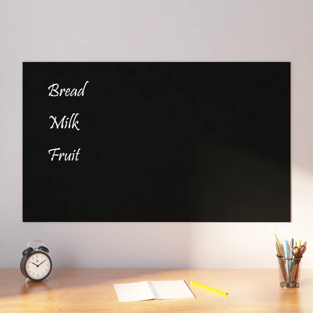Magneetbord wandgemonteerd 100x60 cm gehard glas zwart is nu te koop bij PeponiXL, paradijselijk wonen!