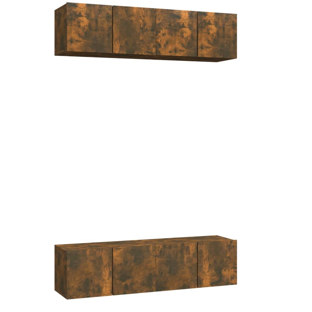 Tv-meubelen 4 st 60x30x30 cm bewerkt hout gerookt eikenkleurig is nu te koop bij PeponiXL, paradijselijk wonen!