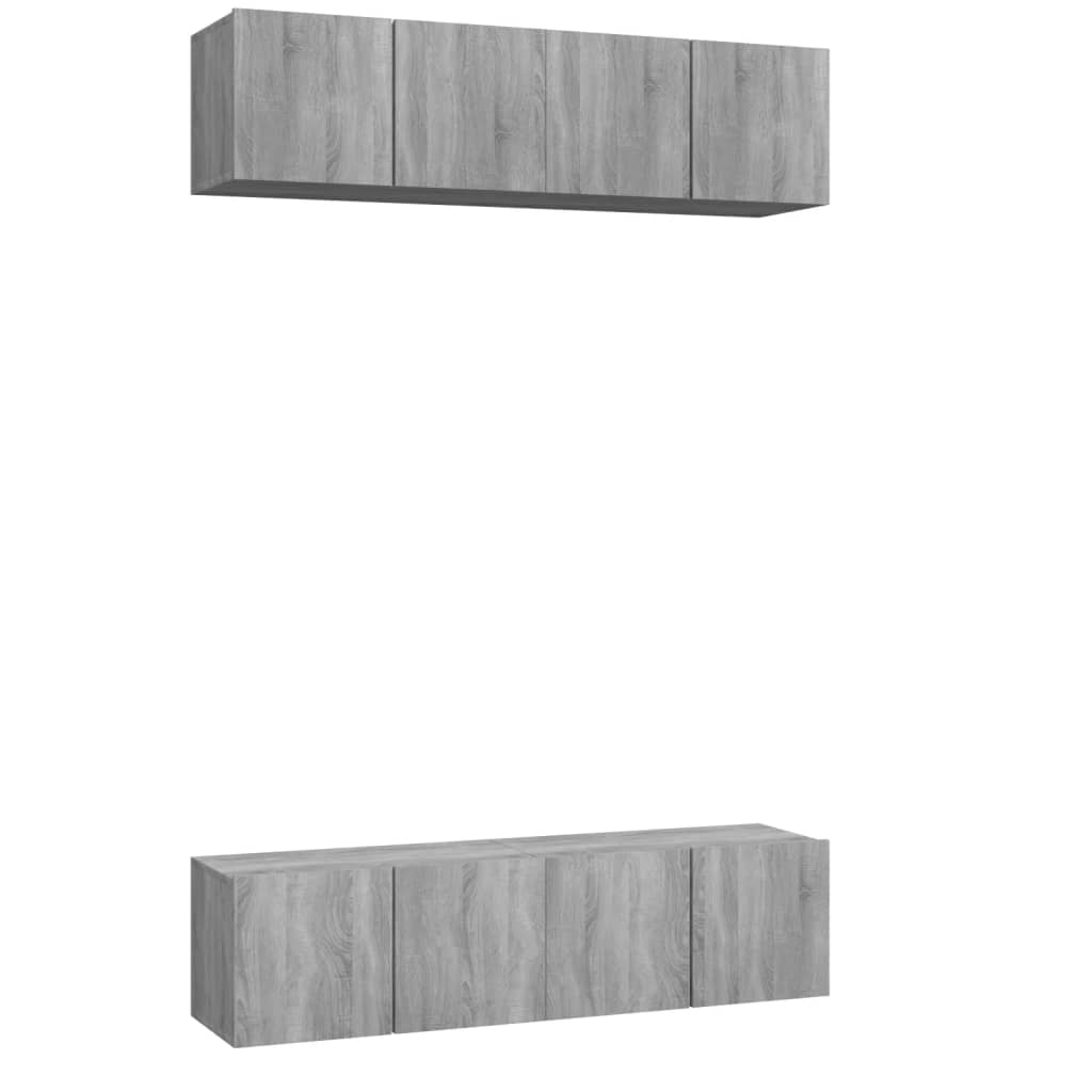 Tv-meubelen 4 st 60x30x30 cm bewerkt hout grijs sonoma eiken is nu te koop bij PeponiXL, paradijselijk wonen!