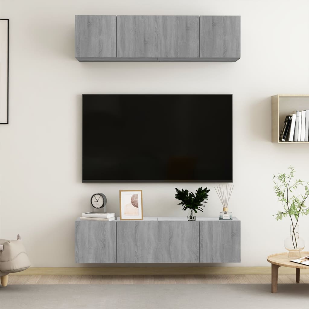 Tv-meubelen 4 st 60x30x30 cm bewerkt hout grijs sonoma eiken is nu te koop bij PeponiXL, paradijselijk wonen!
