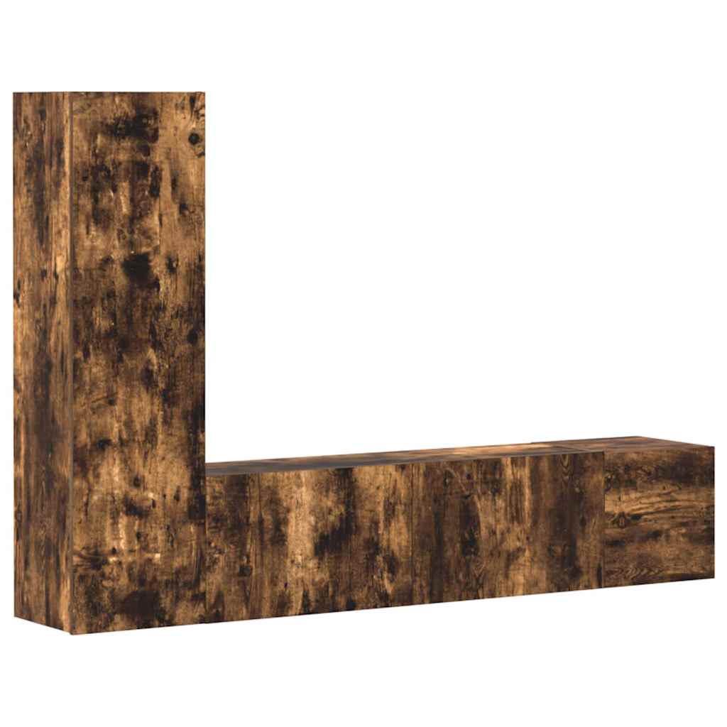 3-delige Tv-meubelset bewerkt hout gerookt eikenkleurig is nu te koop bij PeponiXL, paradijselijk wonen!