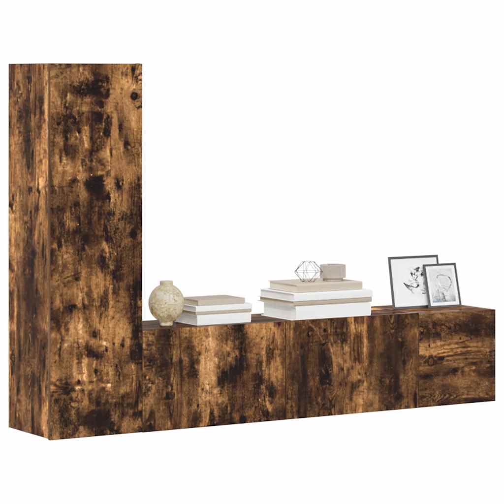3-delige Tv-meubelset bewerkt hout gerookt eikenkleurig is nu te koop bij PeponiXL, paradijselijk wonen!