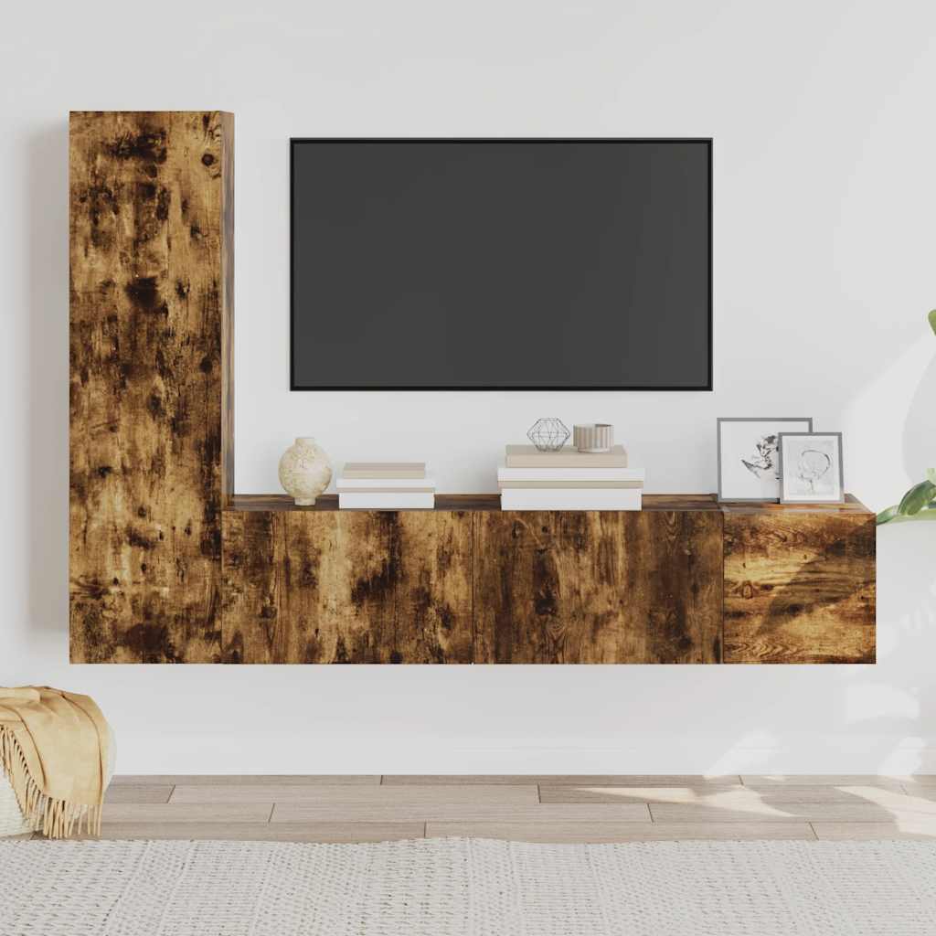3-delige Tv-meubelset bewerkt hout gerookt eikenkleurig is nu te koop bij PeponiXL, paradijselijk wonen!