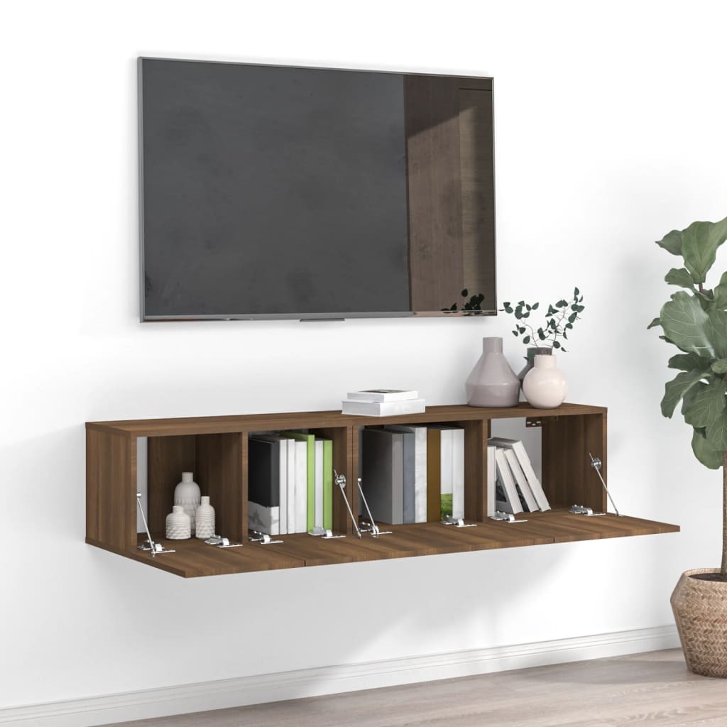 2-delige Tv-meubelset bewerkt hout bruin eikenkleur is nu te koop bij PeponiXL, paradijselijk wonen!