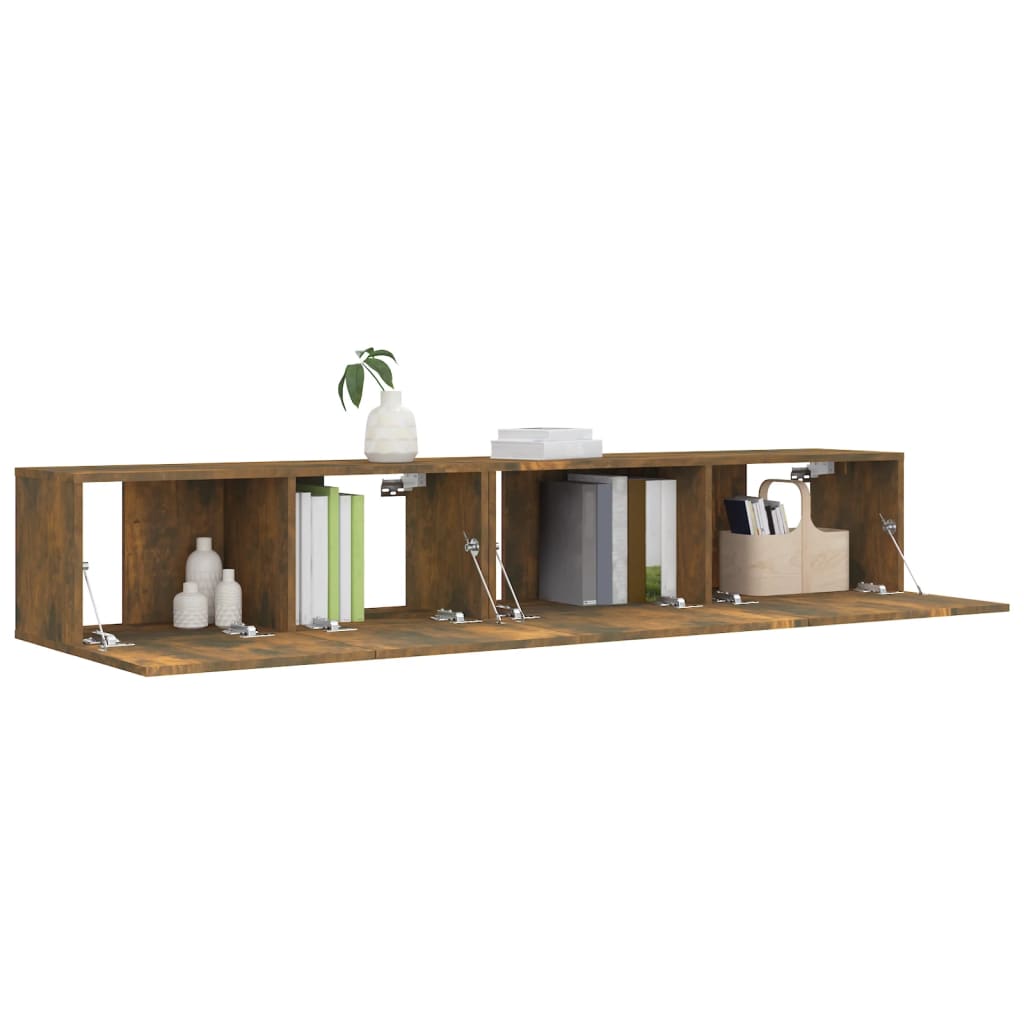 2-delige Tv-meubelset bewerkt hout gerookt eikenkleurig is nu te koop bij PeponiXL, paradijselijk wonen!