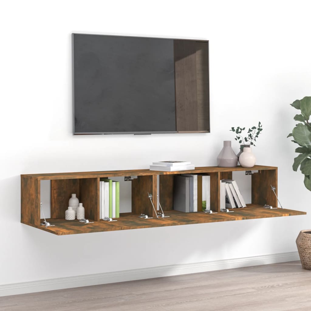 2-delige Tv-meubelset bewerkt hout gerookt eikenkleurig is nu te koop bij PeponiXL, paradijselijk wonen!
