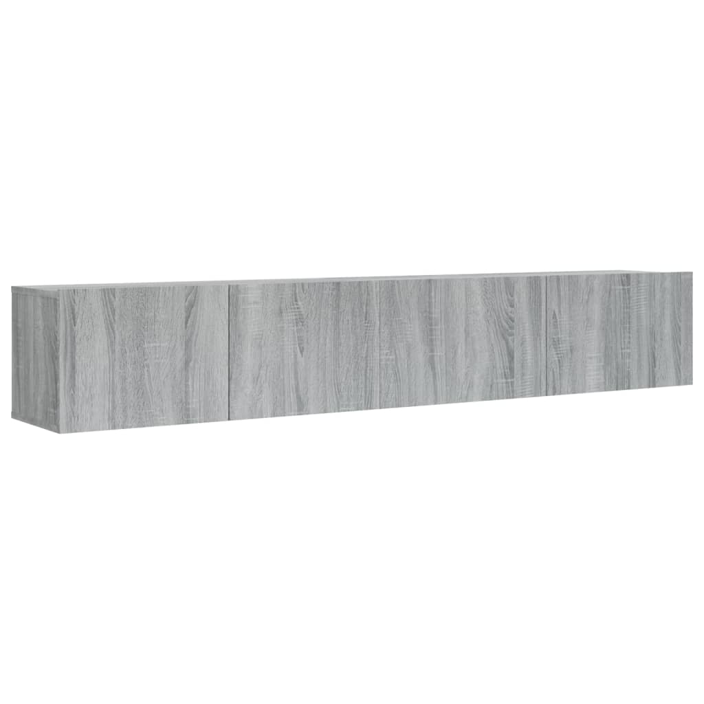 2-delige Tv-meubelset bewerkt hout grijs sonoma eikenkleurig is nu te koop bij PeponiXL, paradijselijk wonen!