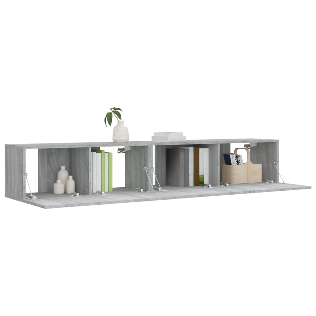 2-delige Tv-meubelset bewerkt hout grijs sonoma eikenkleurig is nu te koop bij PeponiXL, paradijselijk wonen!