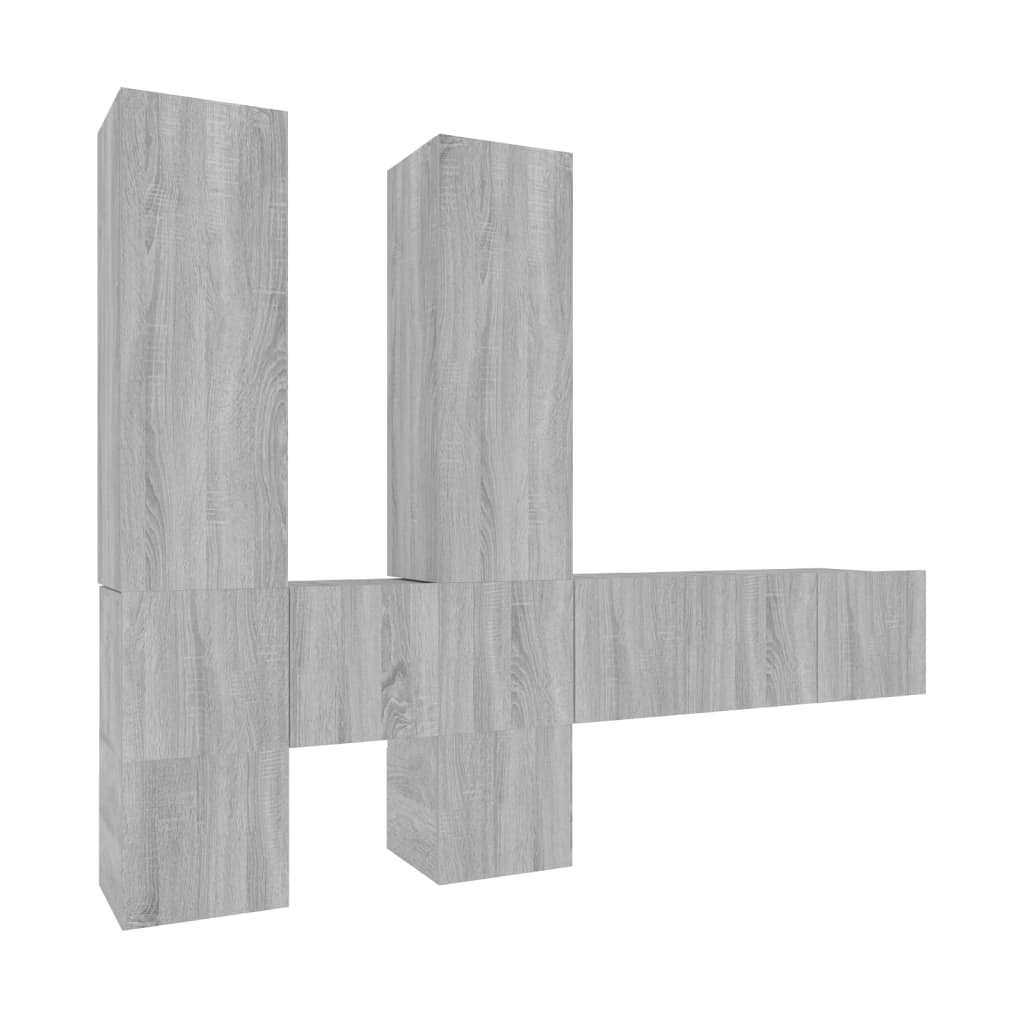7-delige Tv-meubelset bewerkt hout grijs sonoma eikenkleurig is nu te koop bij PeponiXL, paradijselijk wonen!