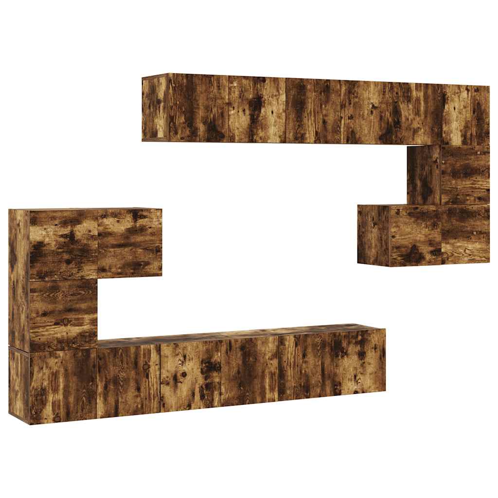 10-delige Tv-meubelset bewerkt hout gerookt eikenkleurig is nu te koop bij PeponiXL, paradijselijk wonen!