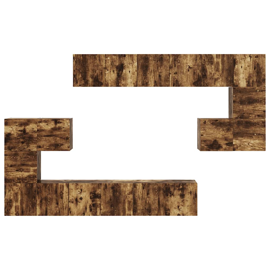 10-delige Tv-meubelset bewerkt hout gerookt eikenkleurig is nu te koop bij PeponiXL, paradijselijk wonen!
