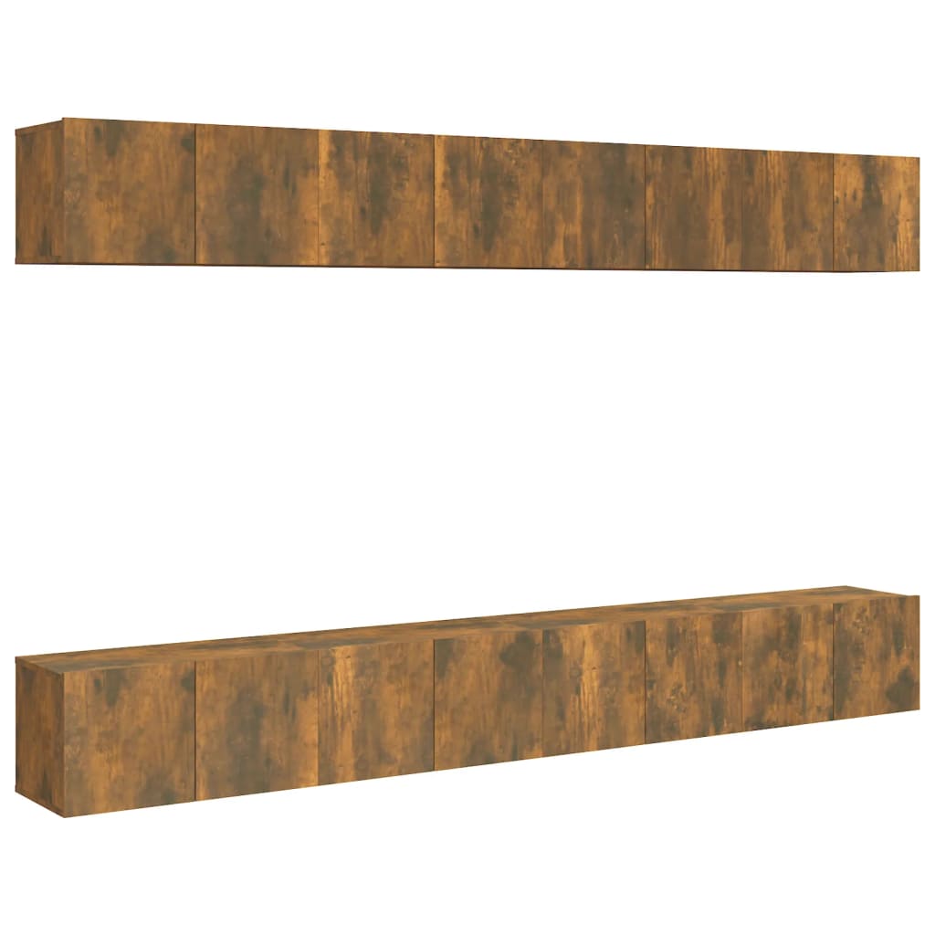 Tv-meubelen 8 st 60x30x30 cm bewerkt hout gerookt eikenkleurig is nu te koop bij PeponiXL, paradijselijk wonen!