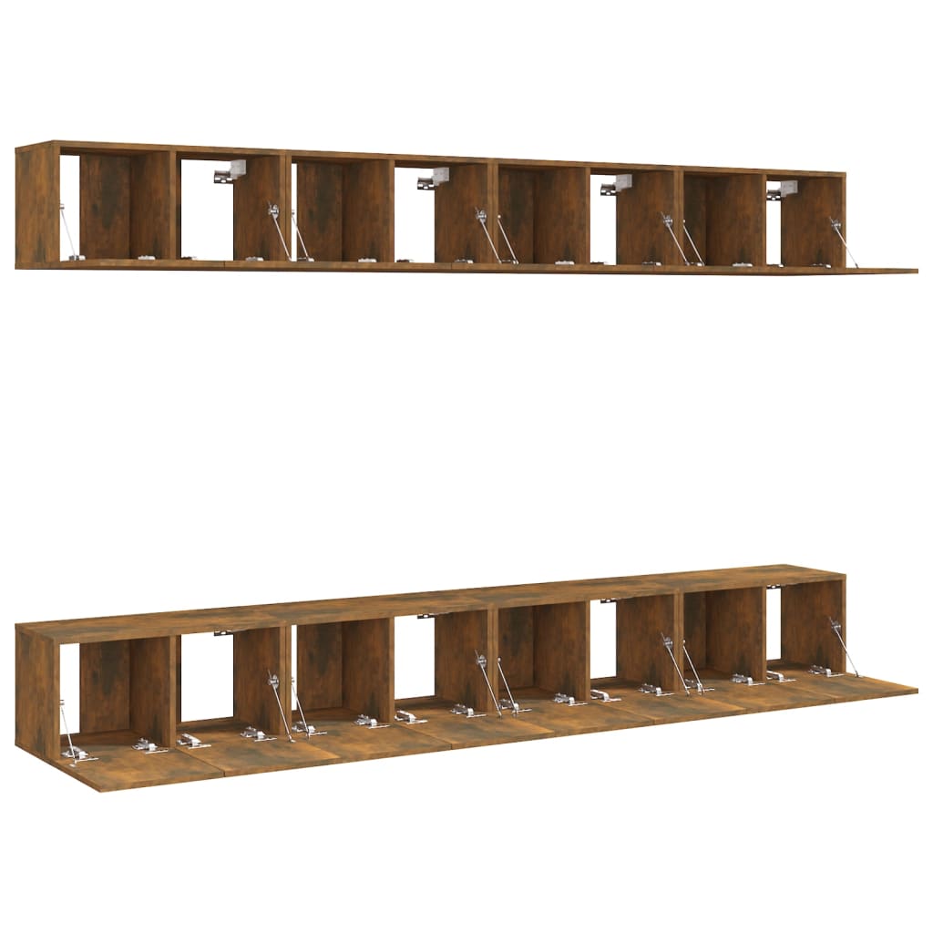 Tv-meubelen 8 st 60x30x30 cm bewerkt hout gerookt eikenkleurig is nu te koop bij PeponiXL, paradijselijk wonen!
