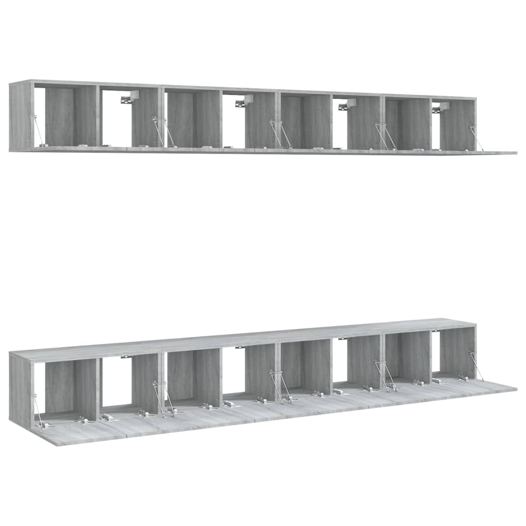 Tv-meubelen 8 st 60x30x30 cm bewerkt hout grijs sonoma eiken is nu te koop bij PeponiXL, paradijselijk wonen!