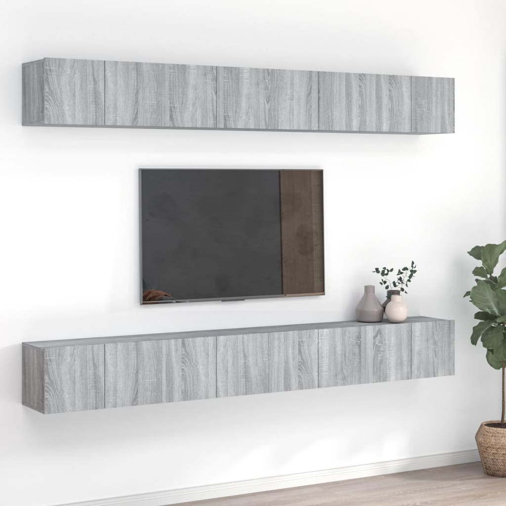 Tv-meubelen 8 st 60x30x30 cm bewerkt hout grijs sonoma eiken is nu te koop bij PeponiXL, paradijselijk wonen!