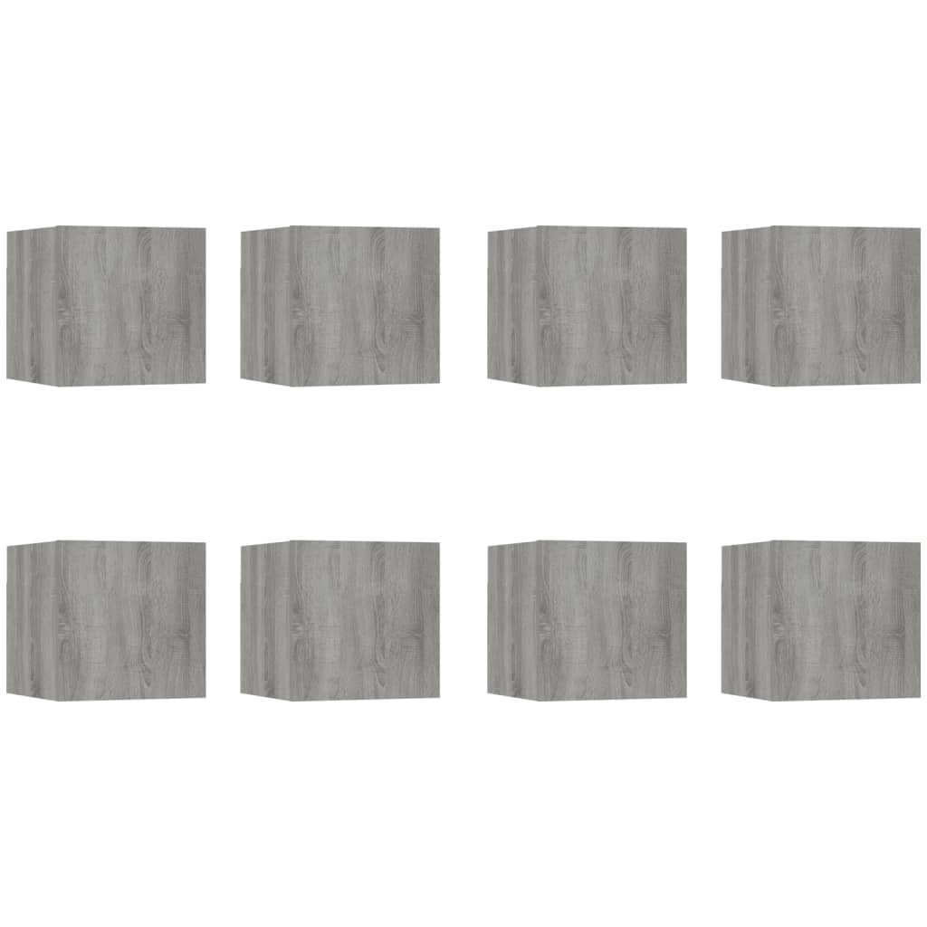 Tv-wandmeubelen 8 st 30,5x30x30 cm grijs sonoma eikenkleurig is nu te koop bij PeponiXL, paradijselijk wonen!
