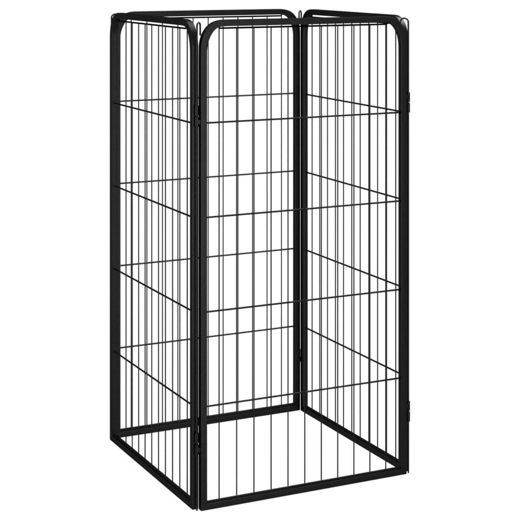 Hondenkennel 4 panelen 50 x 100 cm gepoedercoat staal zwart is nu te koop bij PeponiXL, paradijselijk wonen!