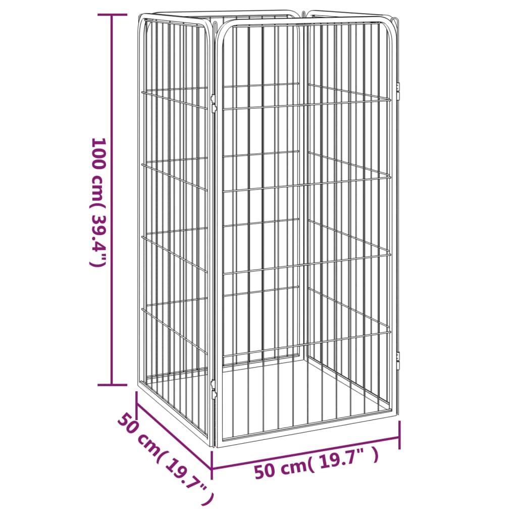 Hondenkennel 4 panelen 50 x 100 cm gepoedercoat staal zwart is nu te koop bij PeponiXL, paradijselijk wonen!