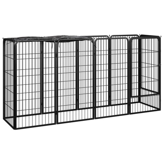 Hondenkennel 10 panelen 50 x 100 cm gepoedercoat staal zwart is nu te koop bij PeponiXL, paradijselijk wonen!