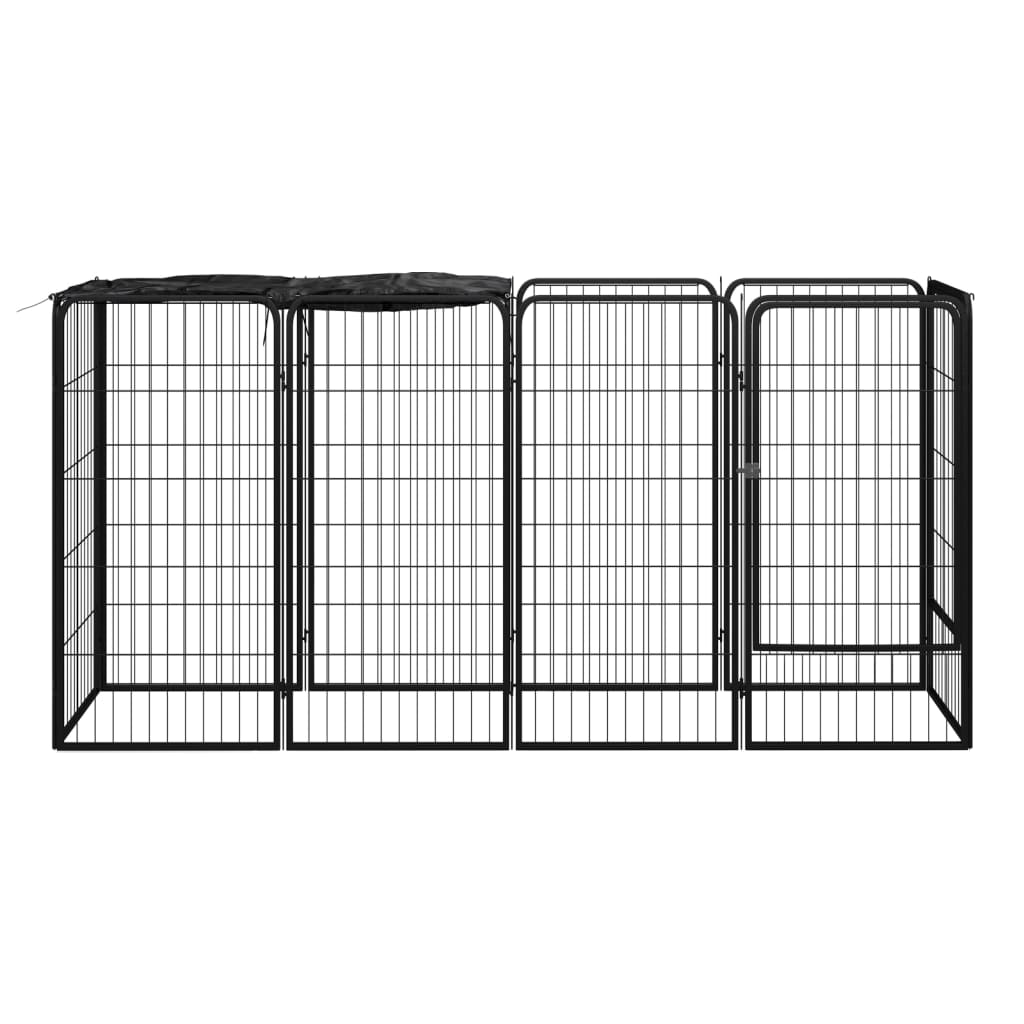 Hondenkennel 10 panelen 50 x 100 cm gepoedercoat staal zwart is nu te koop bij PeponiXL, paradijselijk wonen!
