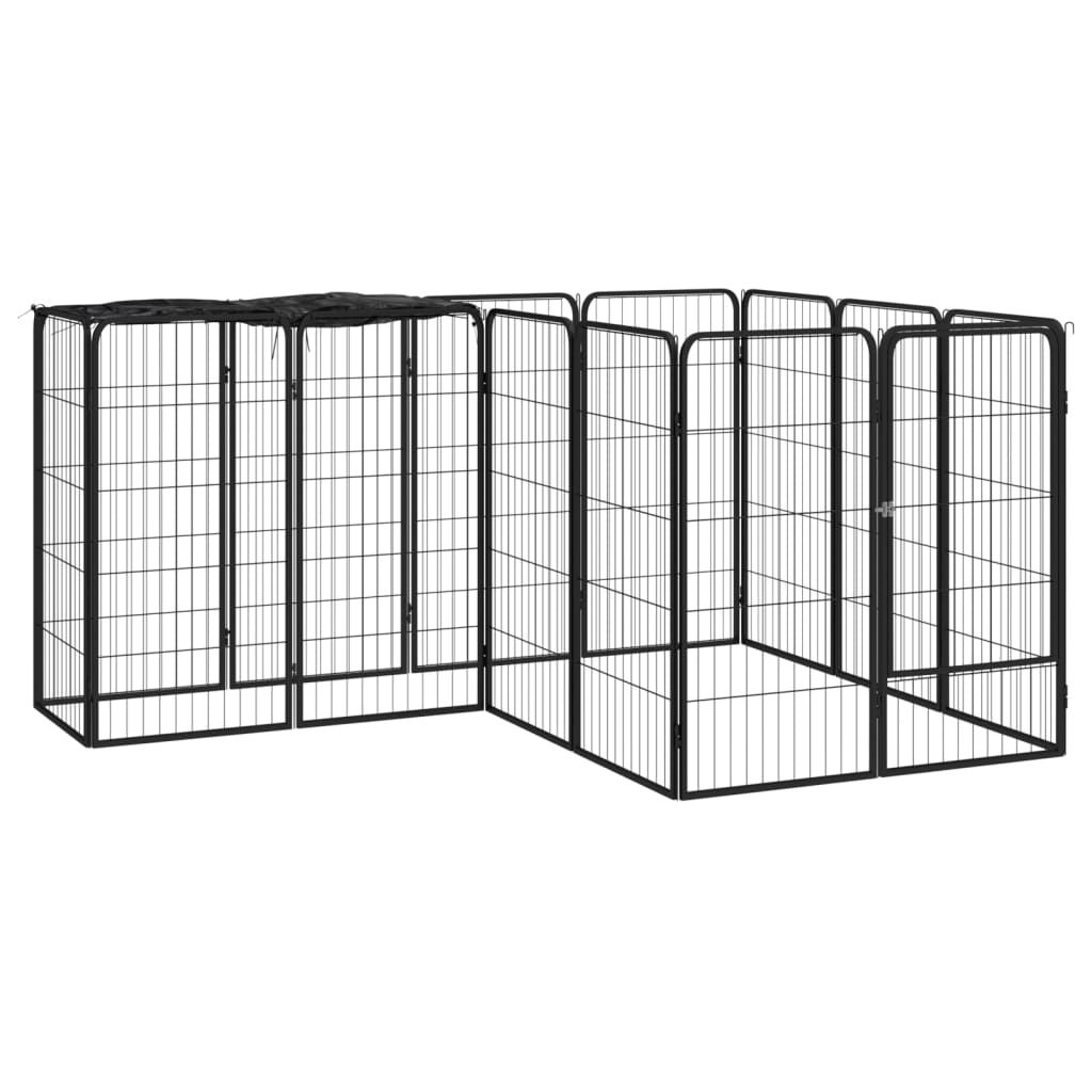 Hondenkennel 14 panelen 50 x 100 cm gepoedercoat staal zwart is nu te koop bij PeponiXL, paradijselijk wonen!
