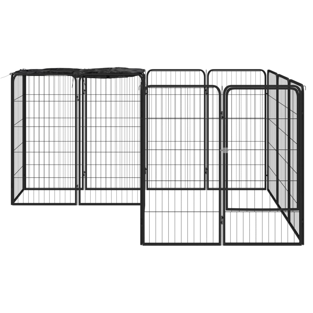 Hondenkennel 14 panelen 50 x 100 cm gepoedercoat staal zwart is nu te koop bij PeponiXL, paradijselijk wonen!