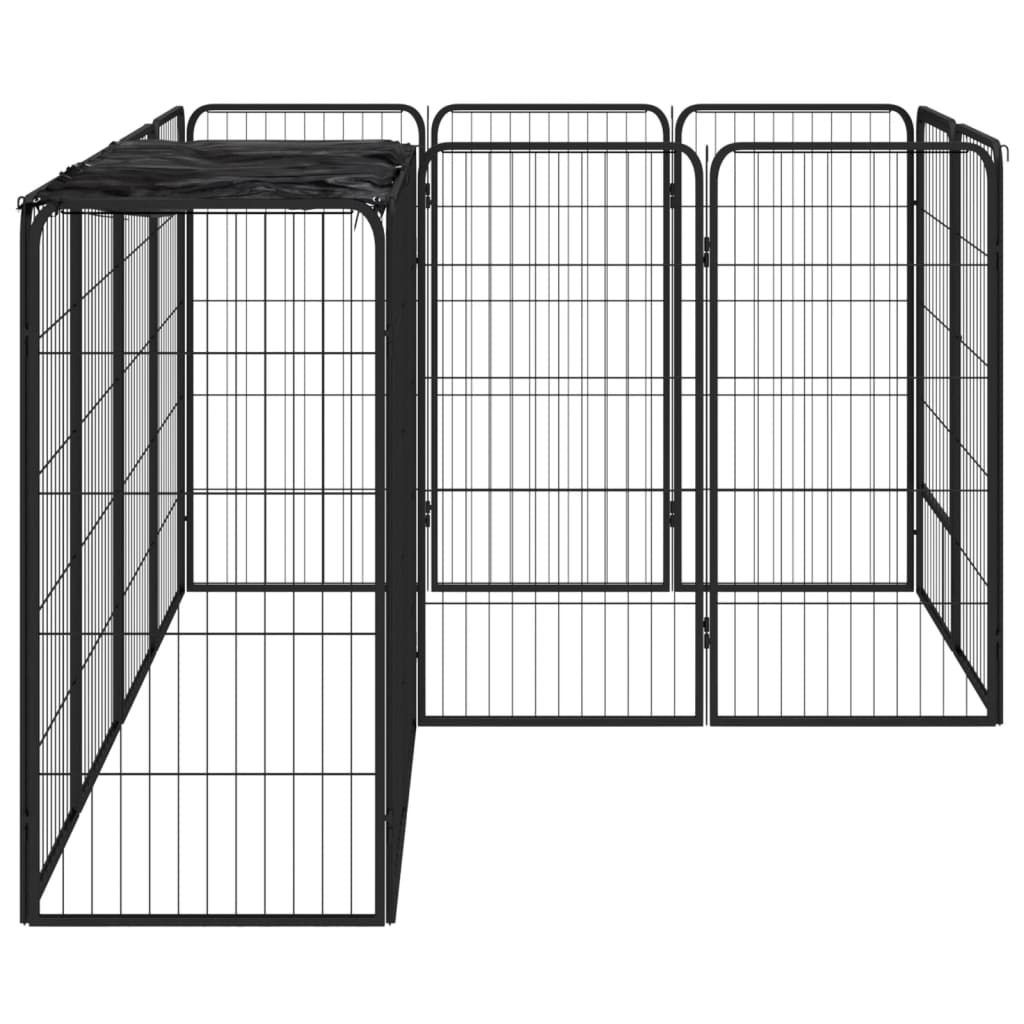 Hondenkennel 14 panelen 50 x 100 cm gepoedercoat staal zwart is nu te koop bij PeponiXL, paradijselijk wonen!