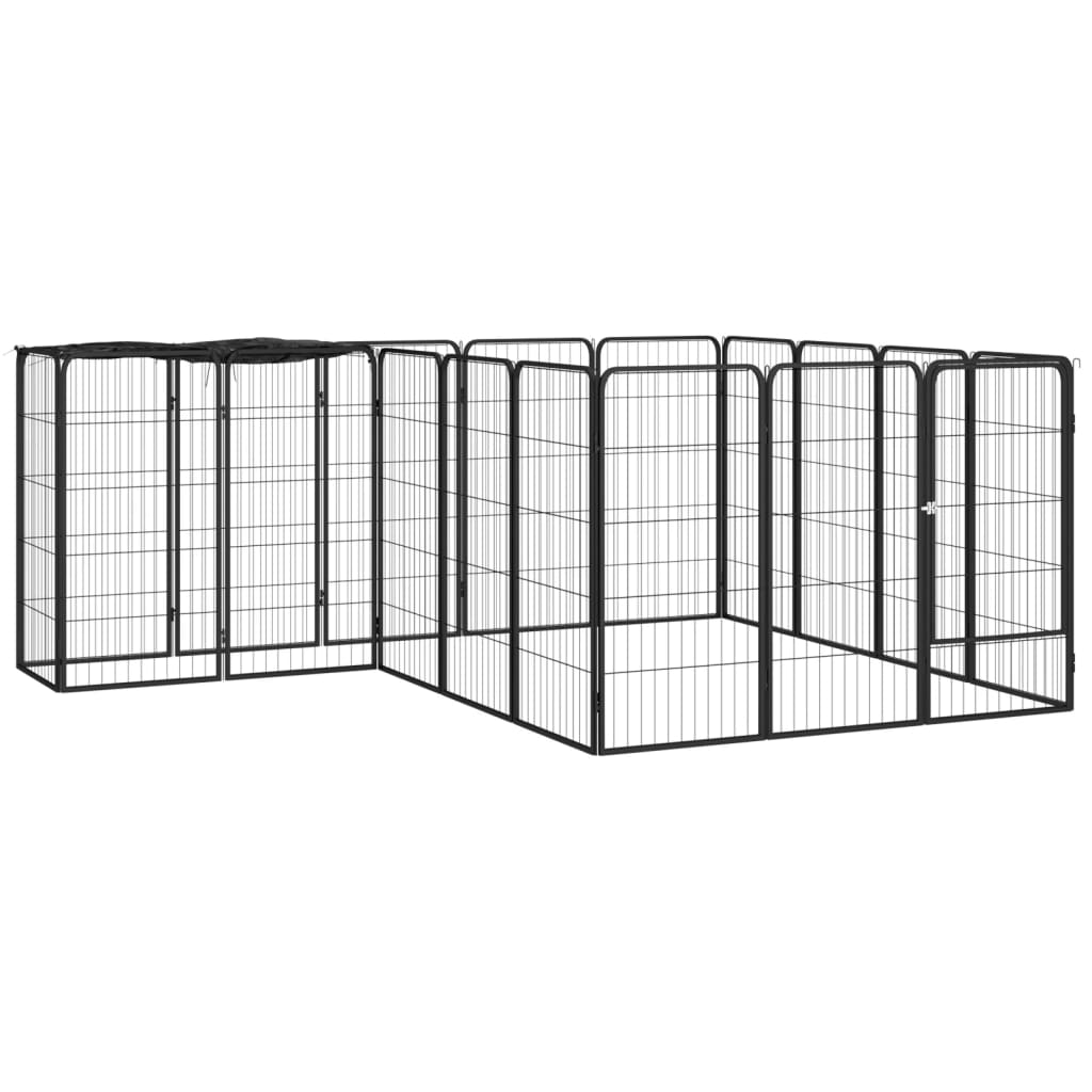 Hondenkennel 18 panelen 50 x 100 cm gepoedercoat staal zwart is nu te koop bij PeponiXL, paradijselijk wonen!