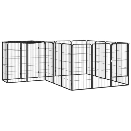 Hondenkennel 18 panelen 50 x 100 cm gepoedercoat staal zwart is nu te koop bij PeponiXL, paradijselijk wonen!