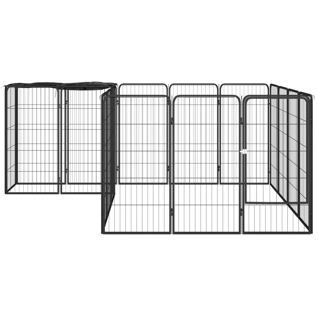Hondenkennel 18 panelen 50 x 100 cm gepoedercoat staal zwart is nu te koop bij PeponiXL, paradijselijk wonen!
